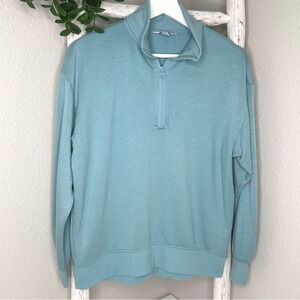 Three Dots‎ Quarter Zip Pullover Top Long Sleeve Relaxed Fit Small